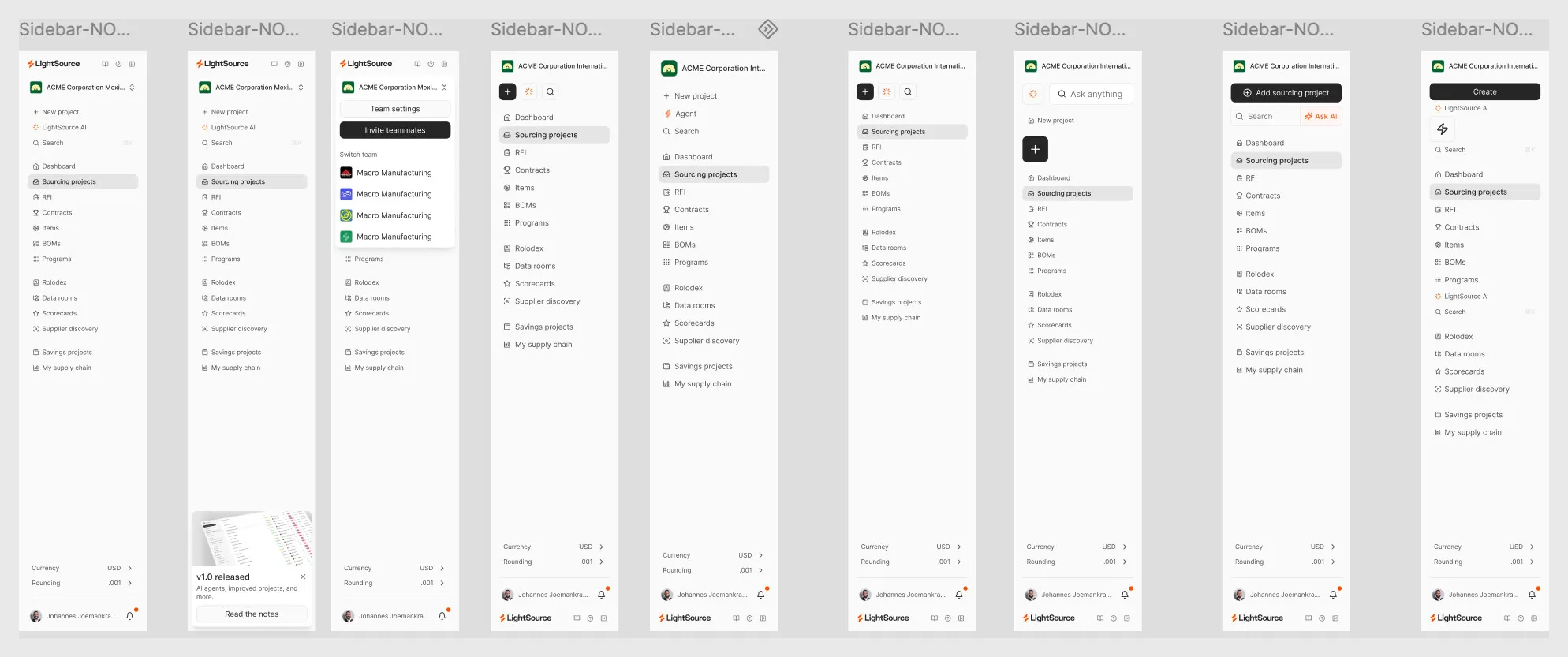 Sidebar variants in Figma