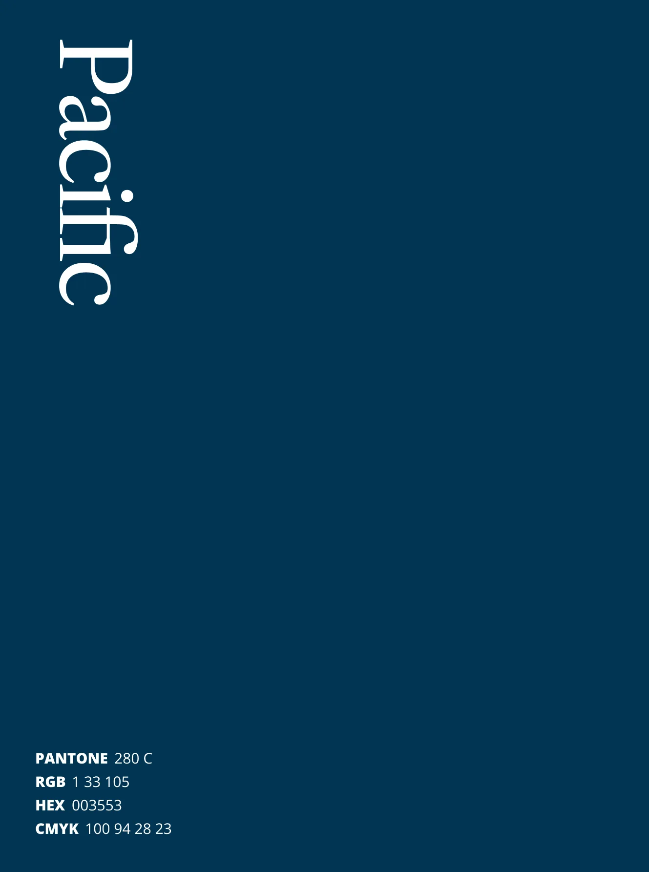 Pacific swatch: Pantone 280 C, hex 003553