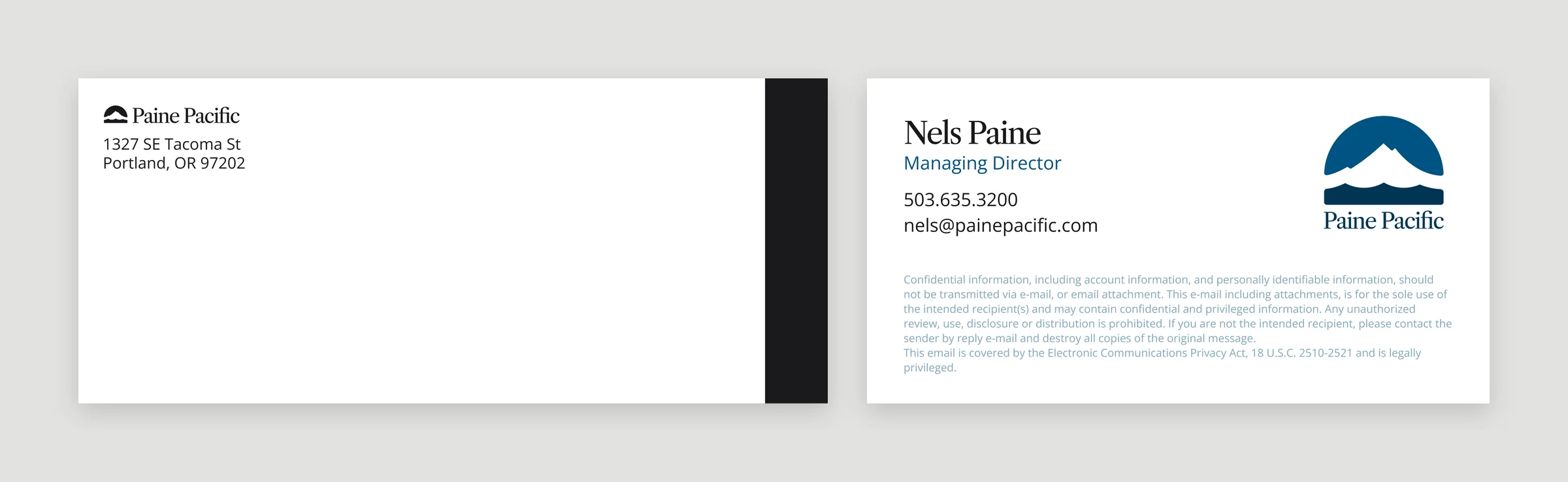 A #10 envelope and the Nels Paine email signature