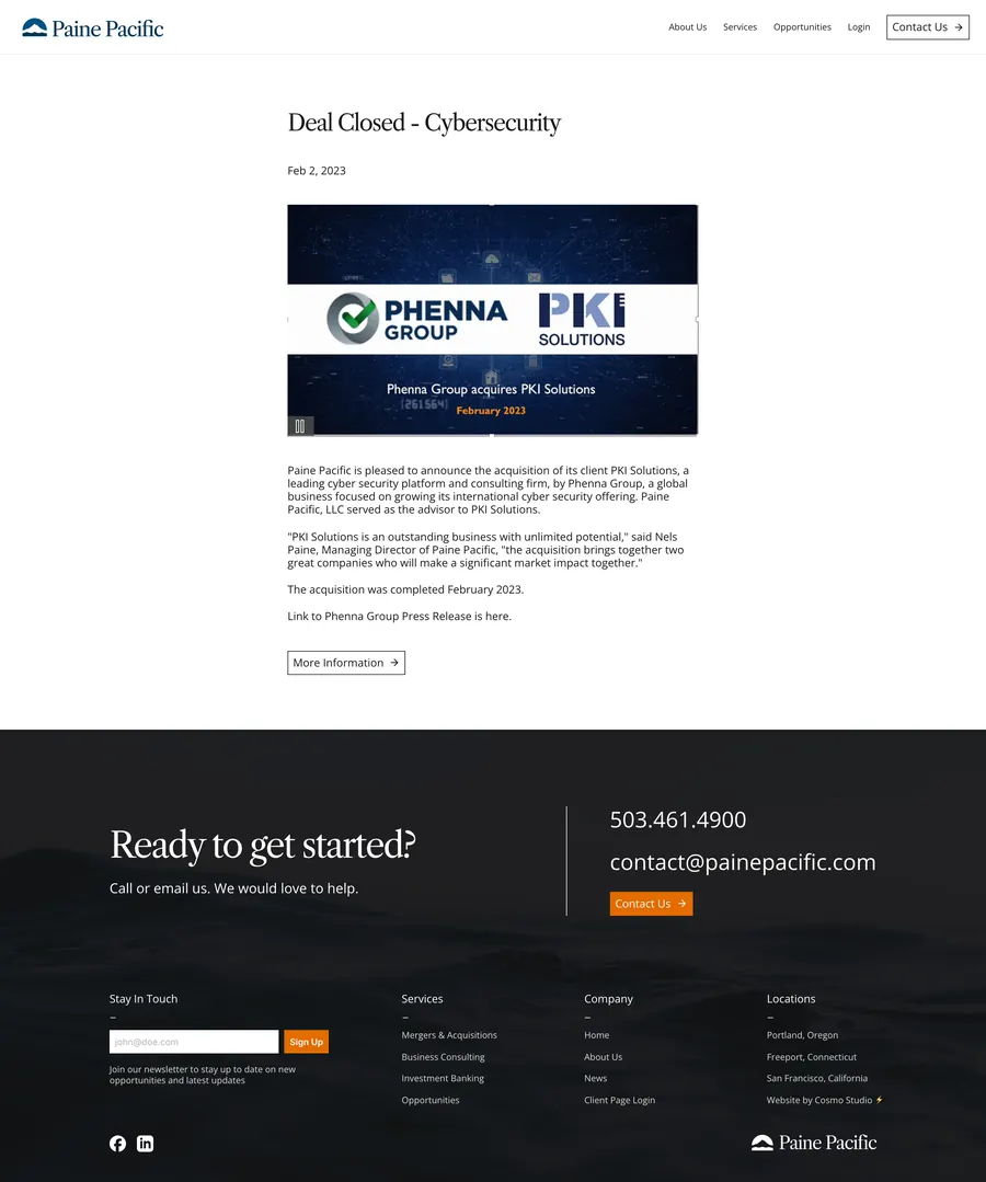 News post: Deal closed cybersecurity