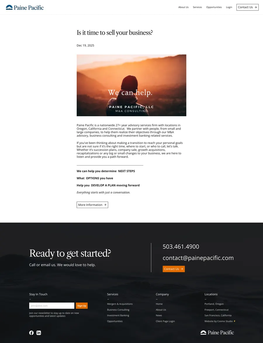 News post: Is it time to sell your business