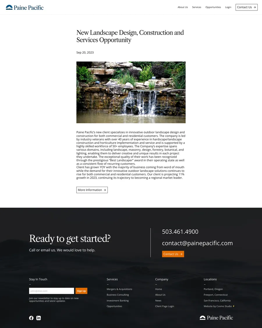 News post: New landscape design construction and services opportunity
