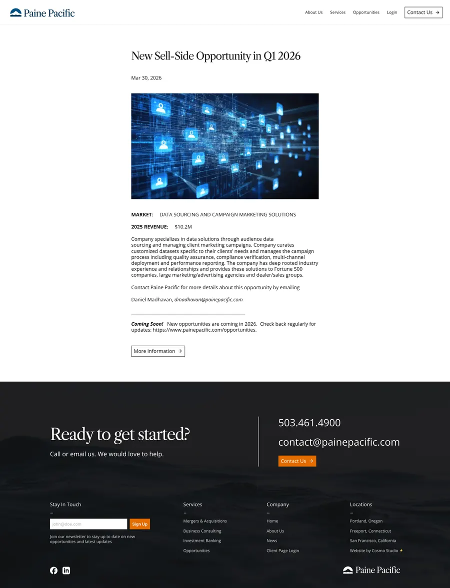 News post: New sell side opportunity in Q1 2026