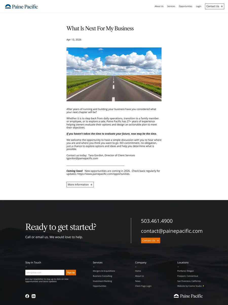 News post: What is next for my business