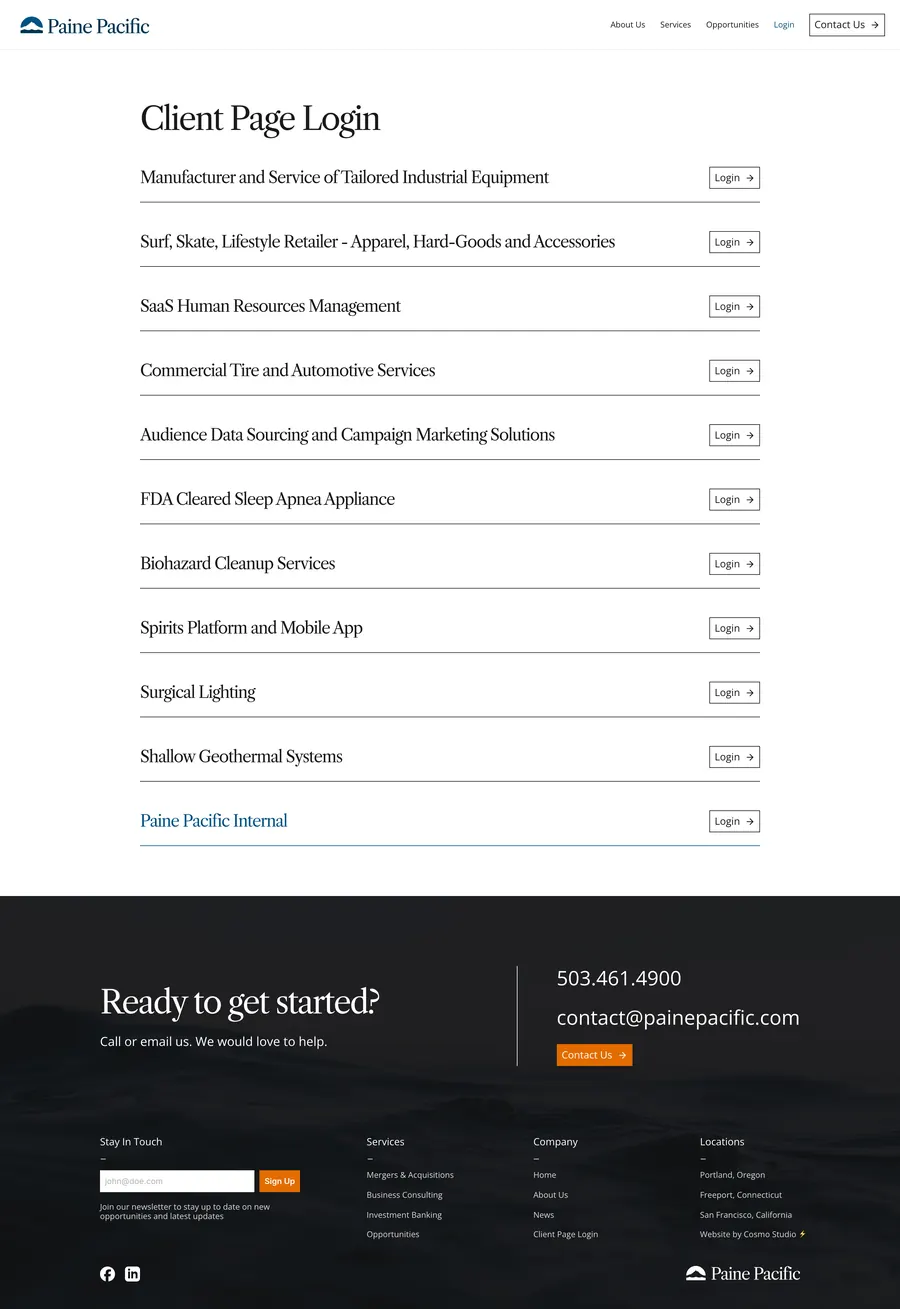 Full Client login page