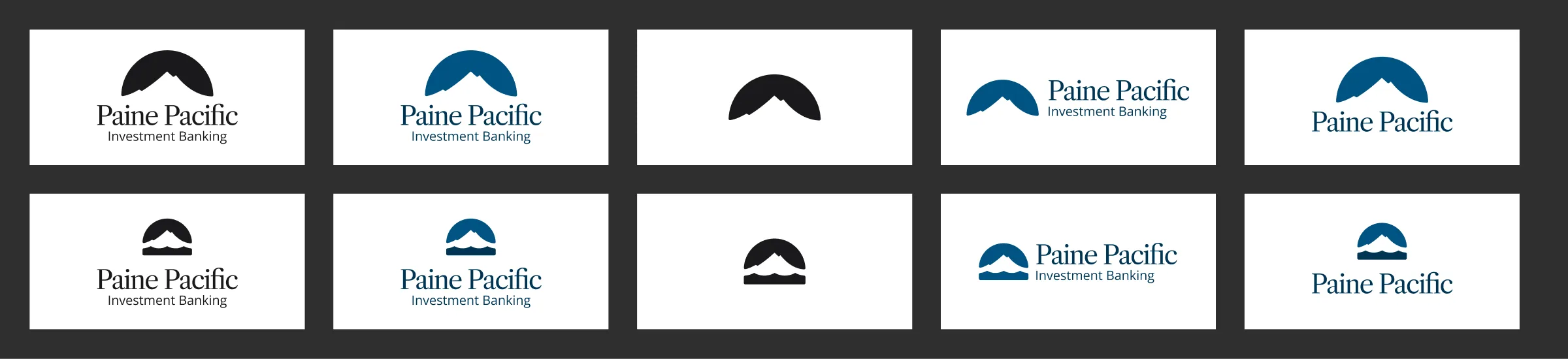Ten Hood lockups on white cards, as a dome and with water below