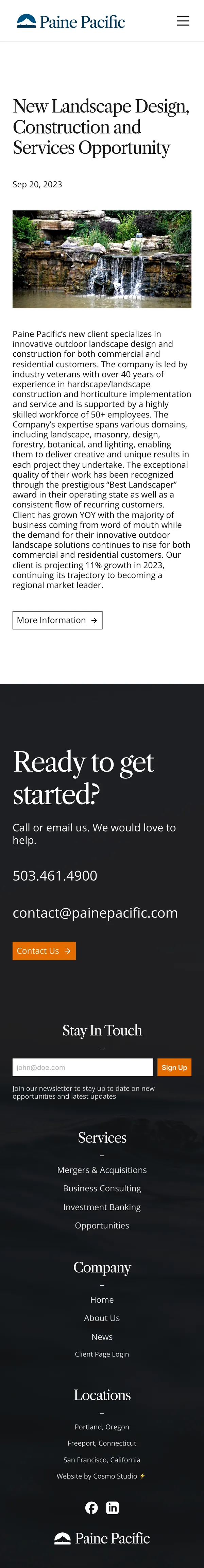 News post on a phone: New landscape design construction and services opportunity