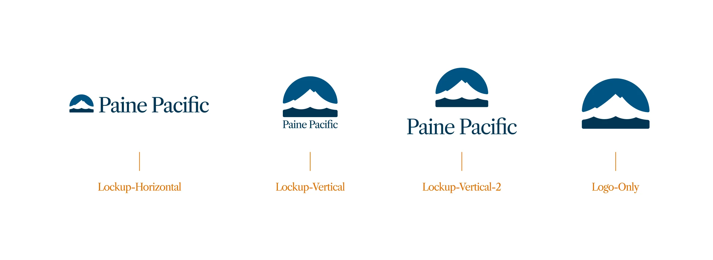 The four final lockups: horizontal, vertical, vertical 2 and logo only